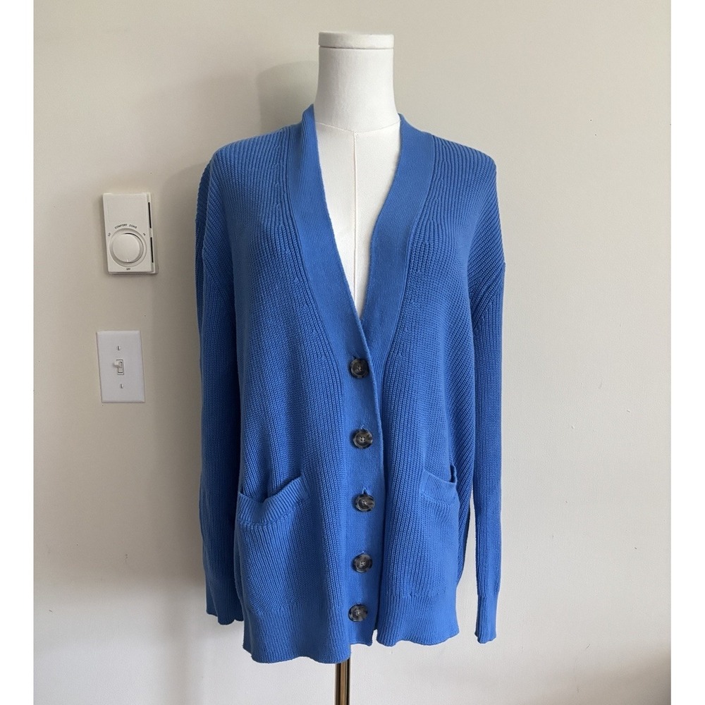 Re/done 90s Cardigan XS Oversized French‎ Blue Organic Cotton Knit Chic Classic